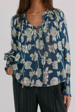 Hoss Intropia Gianna. Blusa jacquard Azul marino Clearance