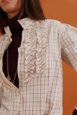 Hoss Intropia Gina. Blusa a cuadros Marfil Discount