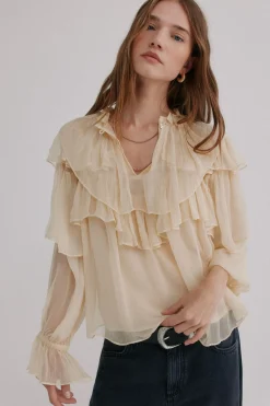 Hoss Intropia Giulia. Blusa romántica Marfil Outlet