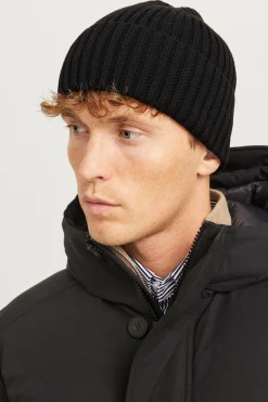 Jack & Jones Gorro punto de algodón Negro Hot
