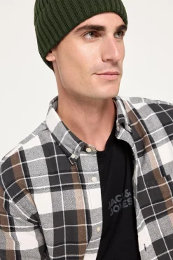 Jack & Jones Gorro punto de algodón Verde oscuro
