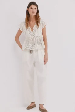 Hoss Intropia Greta. Top bordado Marfil New