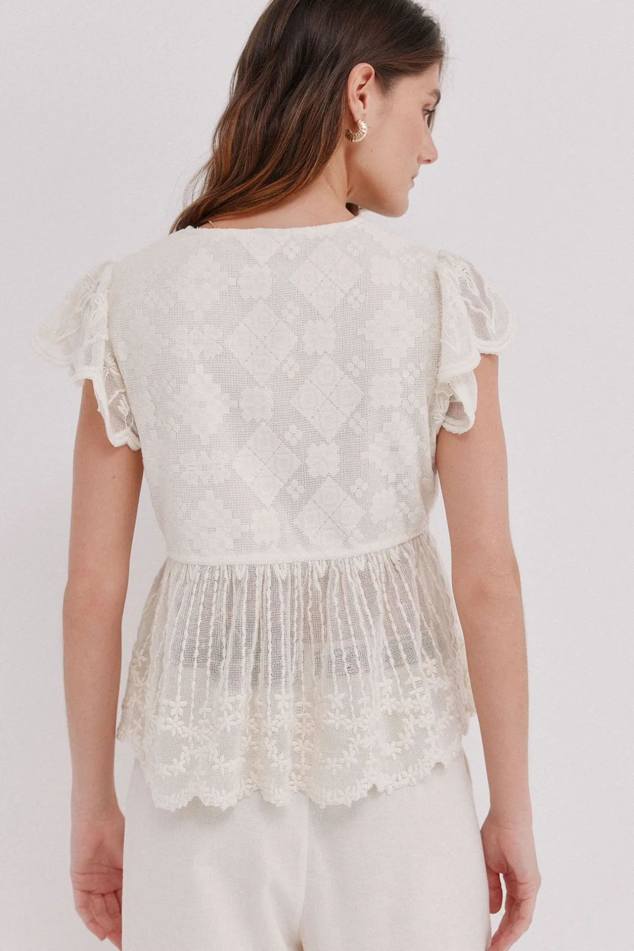 Hoss Intropia Greta. Top bordado Marfil New