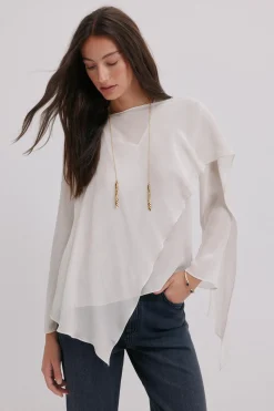 Hoss Intropia Guiada. Blusa con cruce asimétrico Blanco Discount