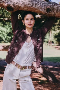 Hoss Intropia Ilena. Cárdigan bordado Estampado Marron