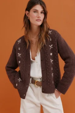 Hoss Intropia Ilena. Cárdigan bordado Estampado Marron