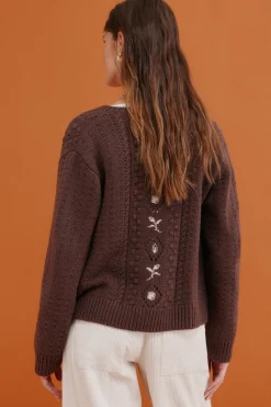 Hoss Intropia Ilena. Cárdigan bordado Estampado Marron
