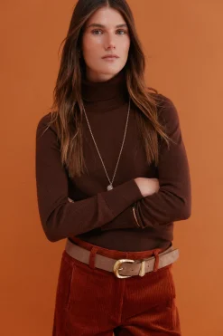 Hoss Intropia Ilse. Jersey cuello vuelto Marron oscuro Outlet