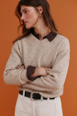 Hoss Intropia Imelda. Jersey jaspeado Beige Outlet