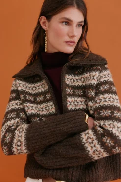 Hoss Intropia Inola. Cárdigan grecas Estampado Marron New