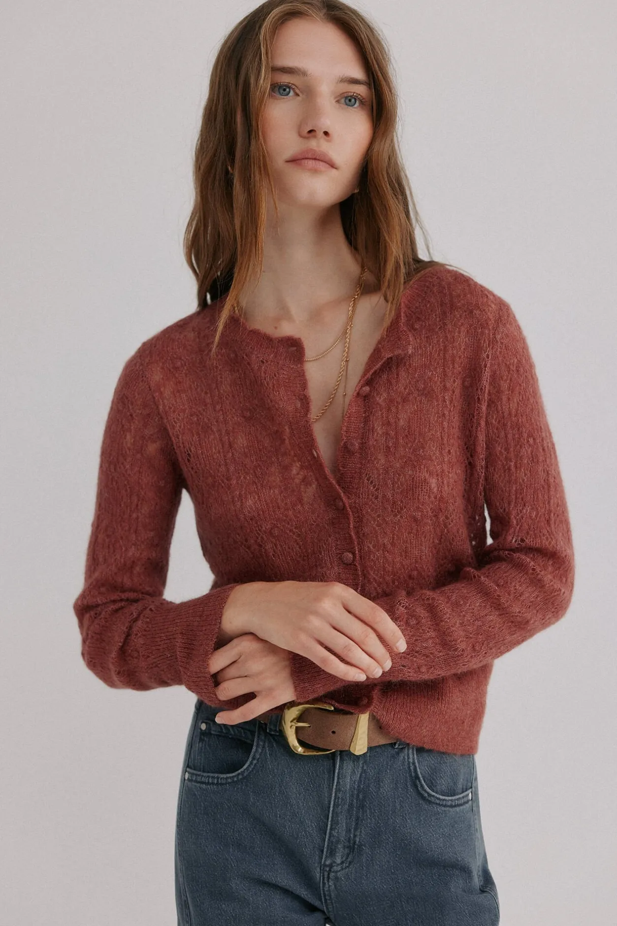 Hoss Intropia Inés. Cárdigan calado Rosa