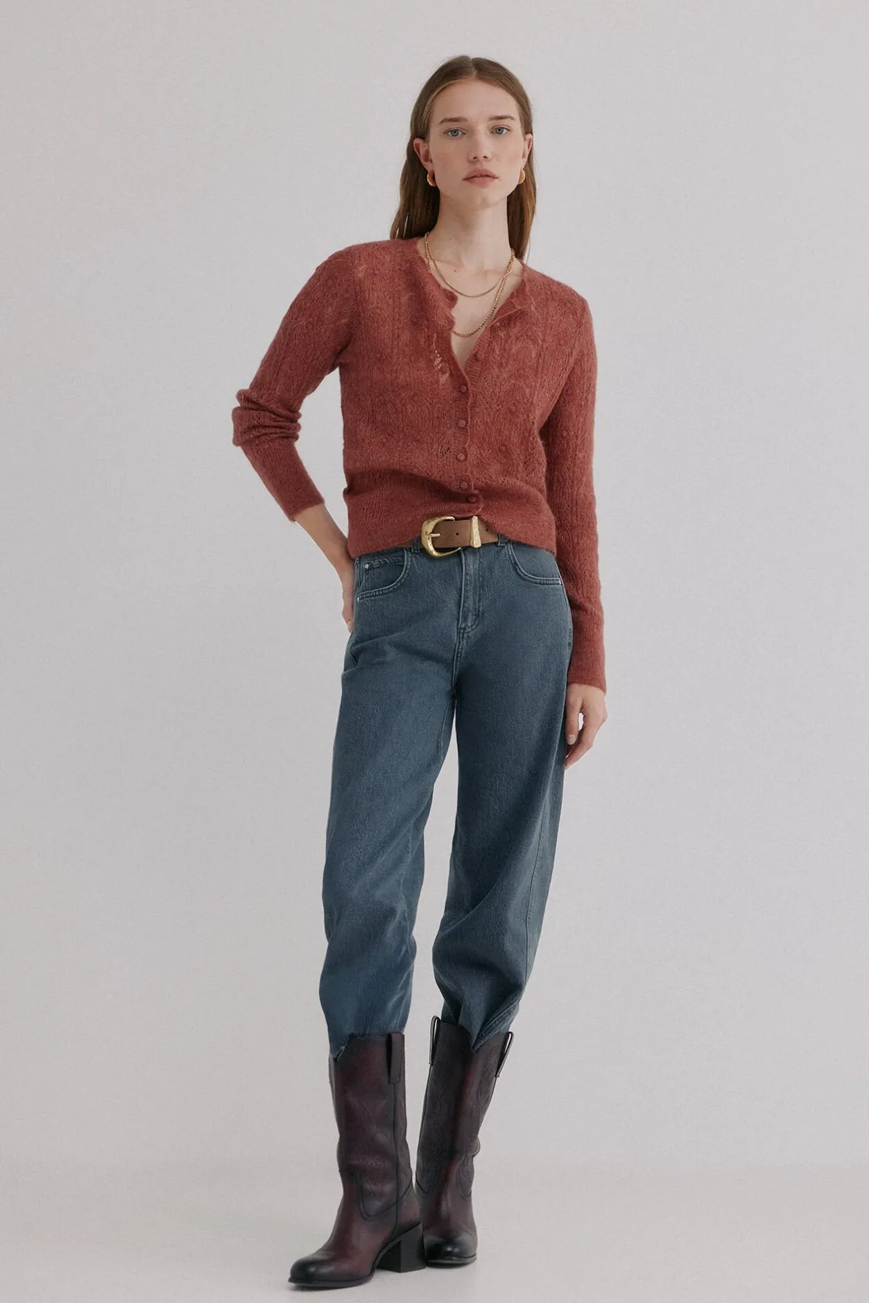 Hoss Intropia Inés. Cárdigan calado Rosa