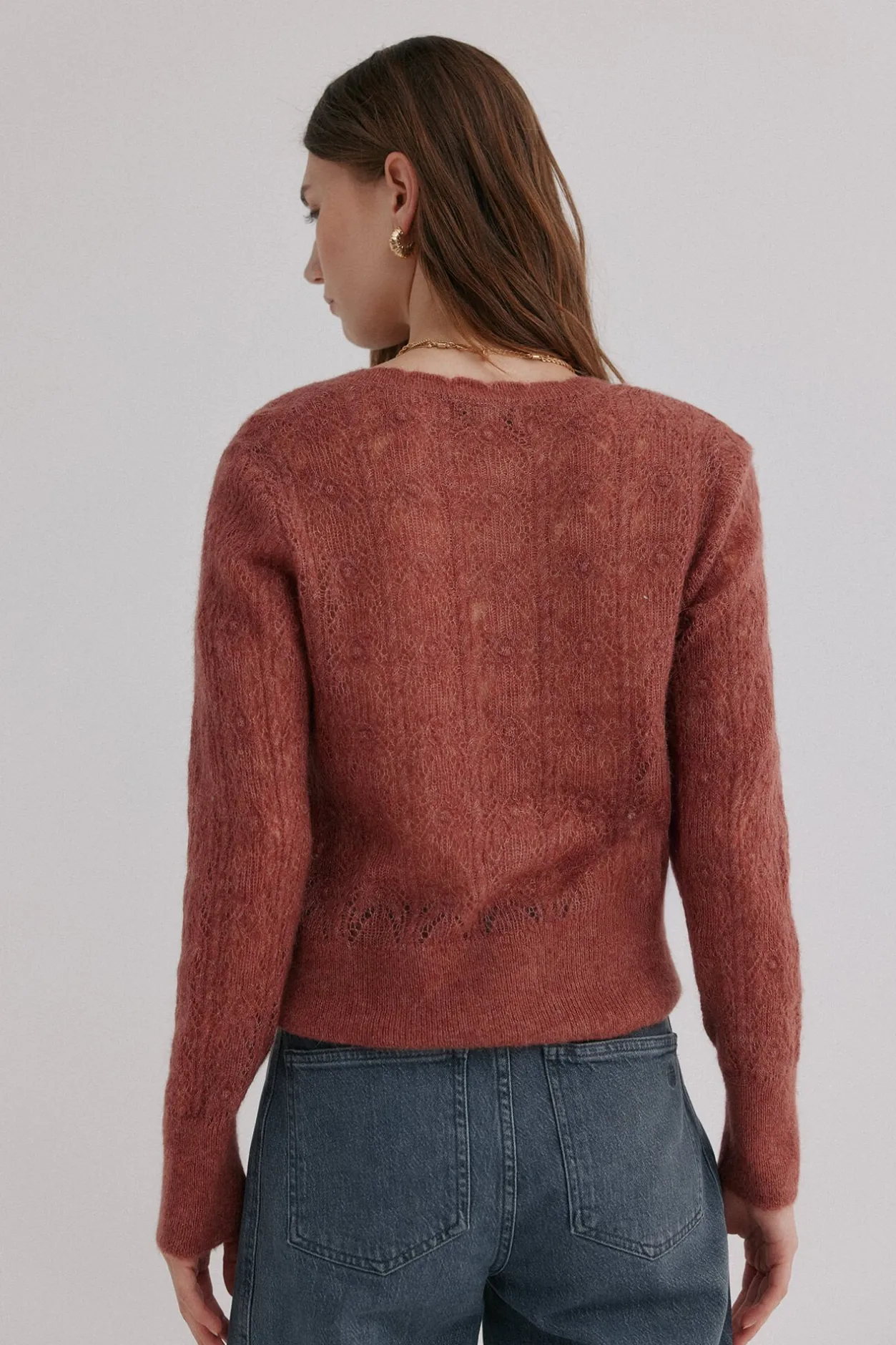 Hoss Intropia Inés. Cárdigan calado Rosa