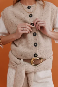 Hoss Intropia Ita. Chaleco jaspeado Beige Sale