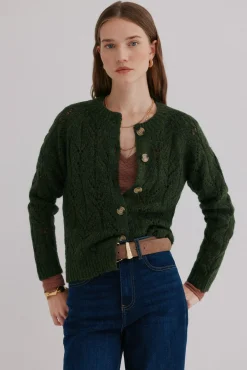 Hoss Intropia Ivette. Cárdigan calado Verde oscuro