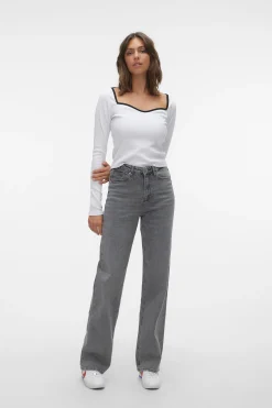 Vero Moda Jeans de tiro alto Gris Outlet
