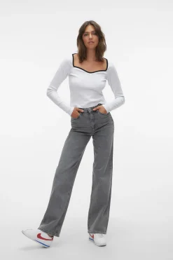 Vero Moda Jeans de tiro alto Gris Best