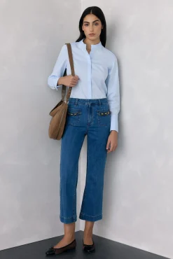 Pedro del Hierro Jeans flare cropped Azul Discount