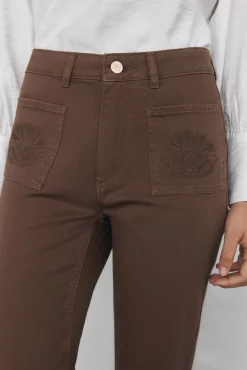 Pedro del Hierro Jeans flare cropped Marr&oacute;n Best