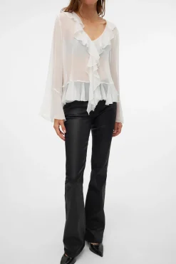 Vero Moda Jeans flared de mujer efecto polipiel Negro Outlet