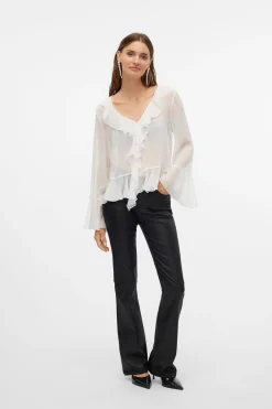 Vero Moda Jeans flared de mujer efecto polipiel Negro Best