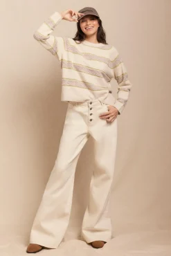 Slowlove Jeans wide buttons Marfil Discount