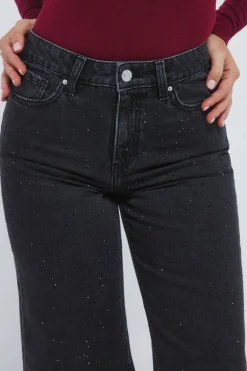 Springfield Jeans wide cristales brillantes negro Clearance