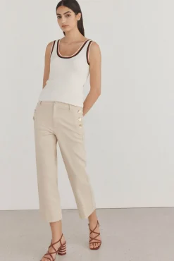 Pedro del Hierro Jeans wide leg cropped Beige Discount