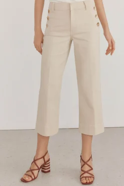 Pedro del Hierro Jeans wide leg cropped Beige Discount