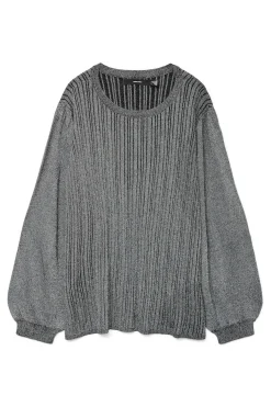 Vero Moda Curve Jersey acanalado lúrex talla grande Gris Sale