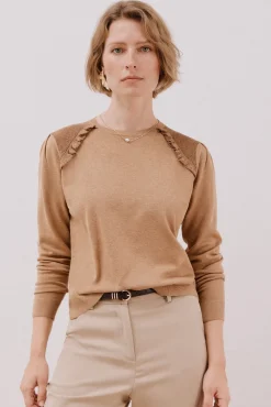 Cortefiel Jersey adorno volantes Beige Outlet