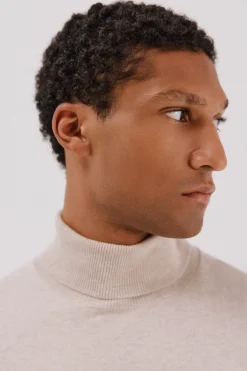 Cortefiel Jersey algodón cashmere cuello alto Beige Best