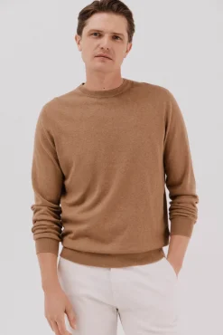 Cortefiel Jersey algodón cashmere cuello caja Beige