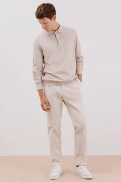 Cortefiel Jersey algodón cashmere cuello polo Beige Sale