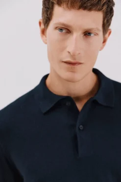 Cortefiel Jersey algodón cashmere cuello polo Azul marino Sale