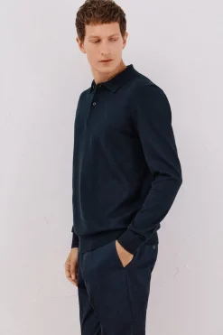 Cortefiel Jersey algodón cashmere cuello polo Azul marino Sale
