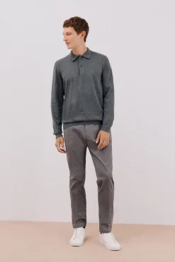 Cortefiel Jersey algodón cashmere cuello polo Gris Outlet