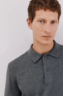 Cortefiel Jersey algodón cashmere cuello polo Gris Outlet