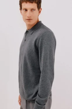 Cortefiel Jersey algodón cashmere cuello polo Gris Outlet