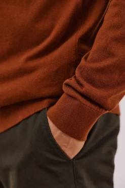 Cortefiel Jersey algodón cashmere cuello alto botones Camel Outlet