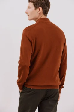 Cortefiel Jersey algodón cashmere cuello alto botones Camel Outlet