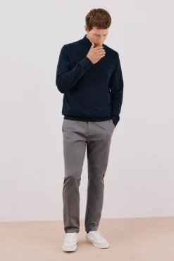 Cortefiel Jersey algodón cashmere cuello alto botones Azul marino Clearance