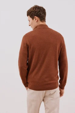 Cortefiel Jersey algodón cashmere cuello alto botones Marr&oacute;n Outlet