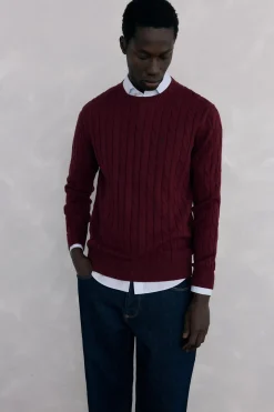 Pedro del Hierro Jersey algodón y cashmere Burdeos Clearance