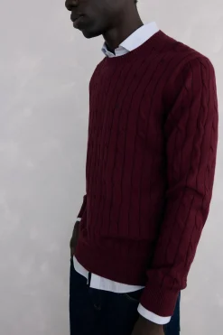 Pedro del Hierro Jersey algodón y cashmere Burdeos Clearance