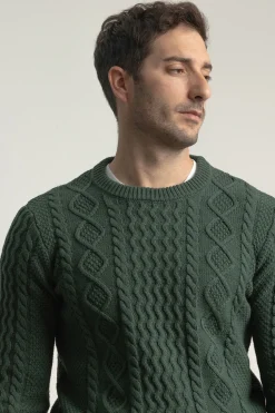 PuroEGO Jersey aran cuello redondo Verde oscuro Online