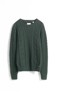 PuroEGO Jersey aran cuello redondo Verde oscuro Online