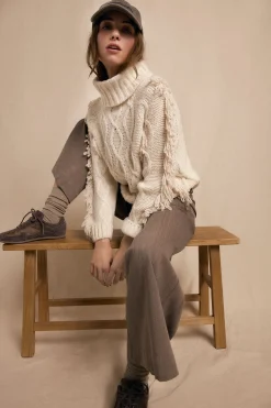 Slowlove Jersey aranes y flecos Marfil New