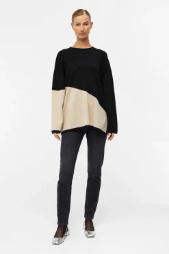 Object Jersey bicolor amplio Negro Online