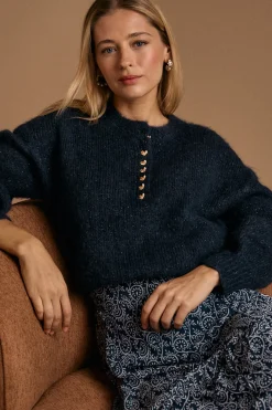 Polín Et Moi Jersey boton corazón Michelle Azul oscuro Outlet